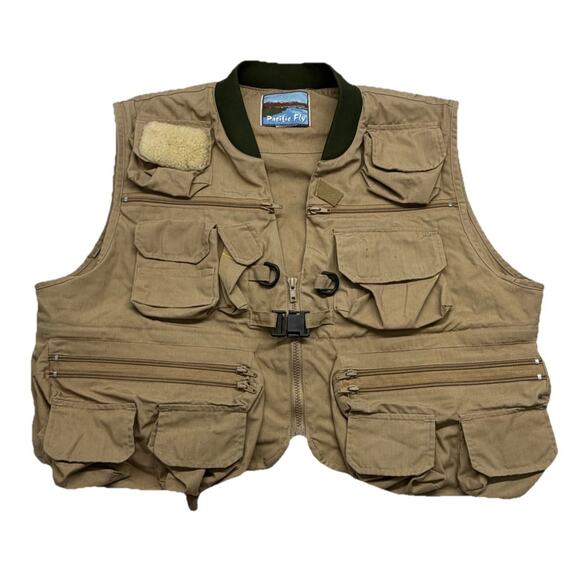 Pacific Fly Other - Pacific Fly Utility Fishing Vest Mens Size Large Brown Khaki Lots Of Pockets
